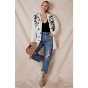 Anthropologie long white open front cardigan